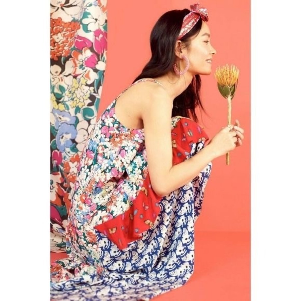 ANTHROPOLOGIE Colloquial Bias Conversations 52 of 52 Midi Slip Patchwork Medium‎